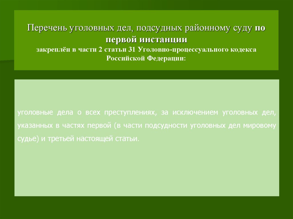 Производство по уголовным делам подсудным мировому судье презентация