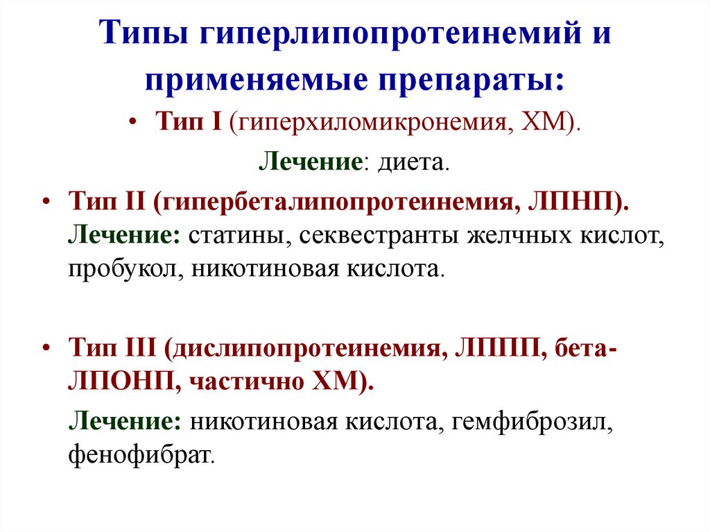 Типы гиперлипидемии