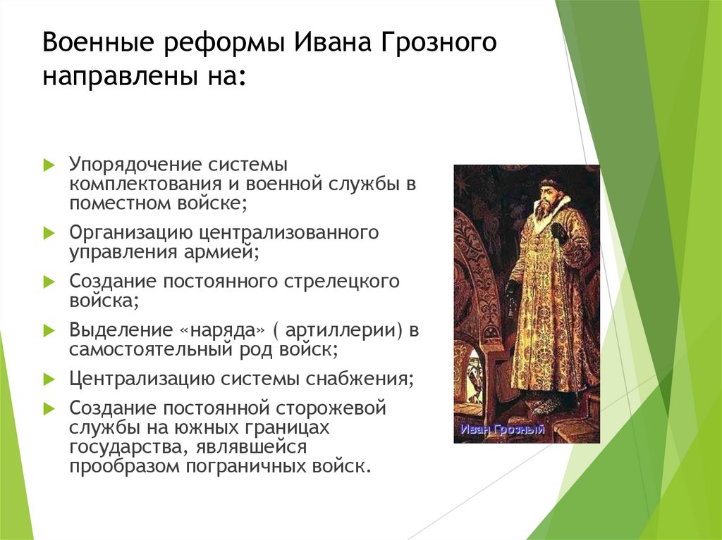 Реформы ивана 3 факты. Военные реформы Ивана IV Грозного (1550-1571 гг.). Военная реформа Ивана 4 кратко.