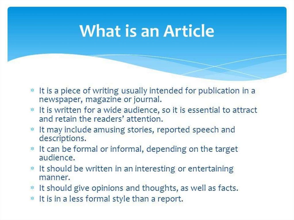 what is article presentation