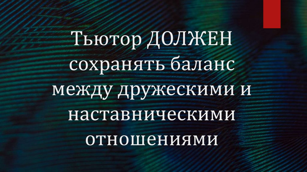 Тьютор ДОЛЖЕН сохранять баланс между дружескими и наставническими отношениями