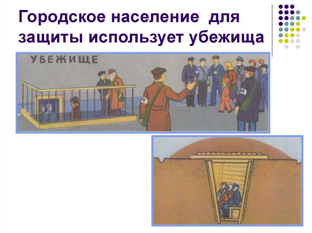 Городское население для защиты использует убежища