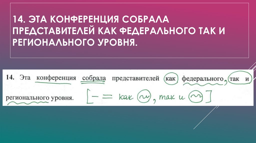 14. Эта конференция собрала представителей как федерального так и регионального уровня.
