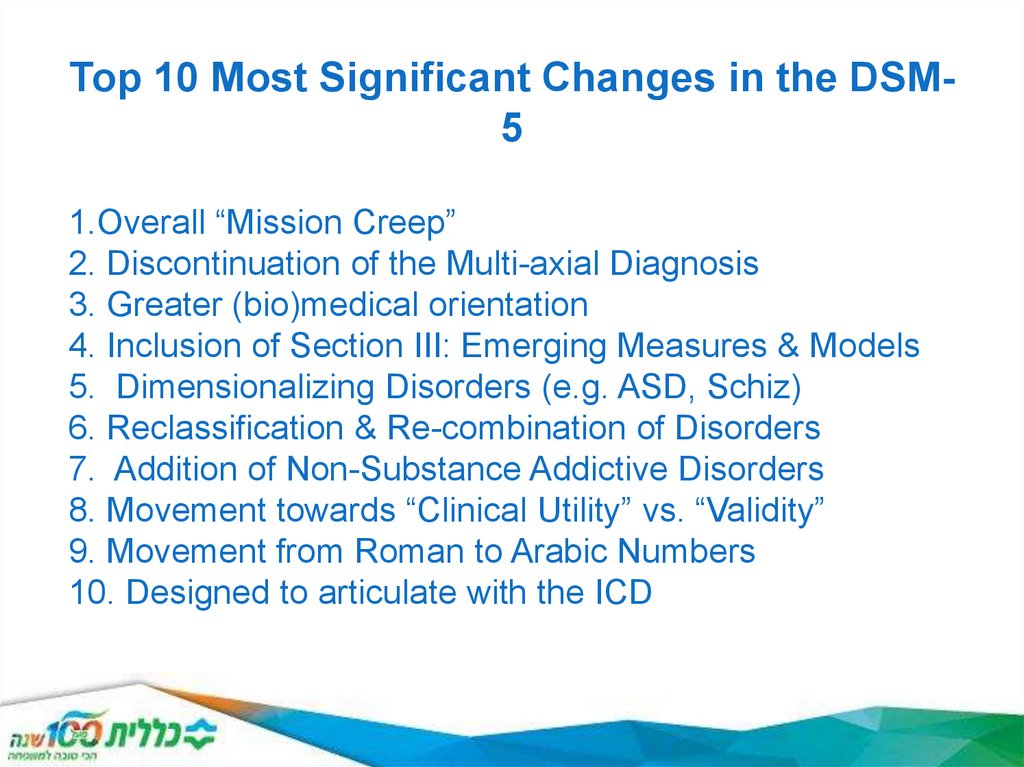 Top 10 Most Significant Changes in the DSM-5
