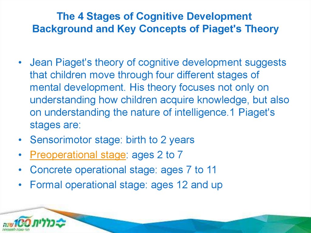 The 4 Stages of Cognitive Development Background and Key Concepts of Piaget's Theory