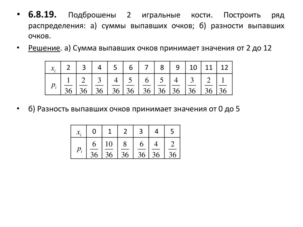 Постройте ряды