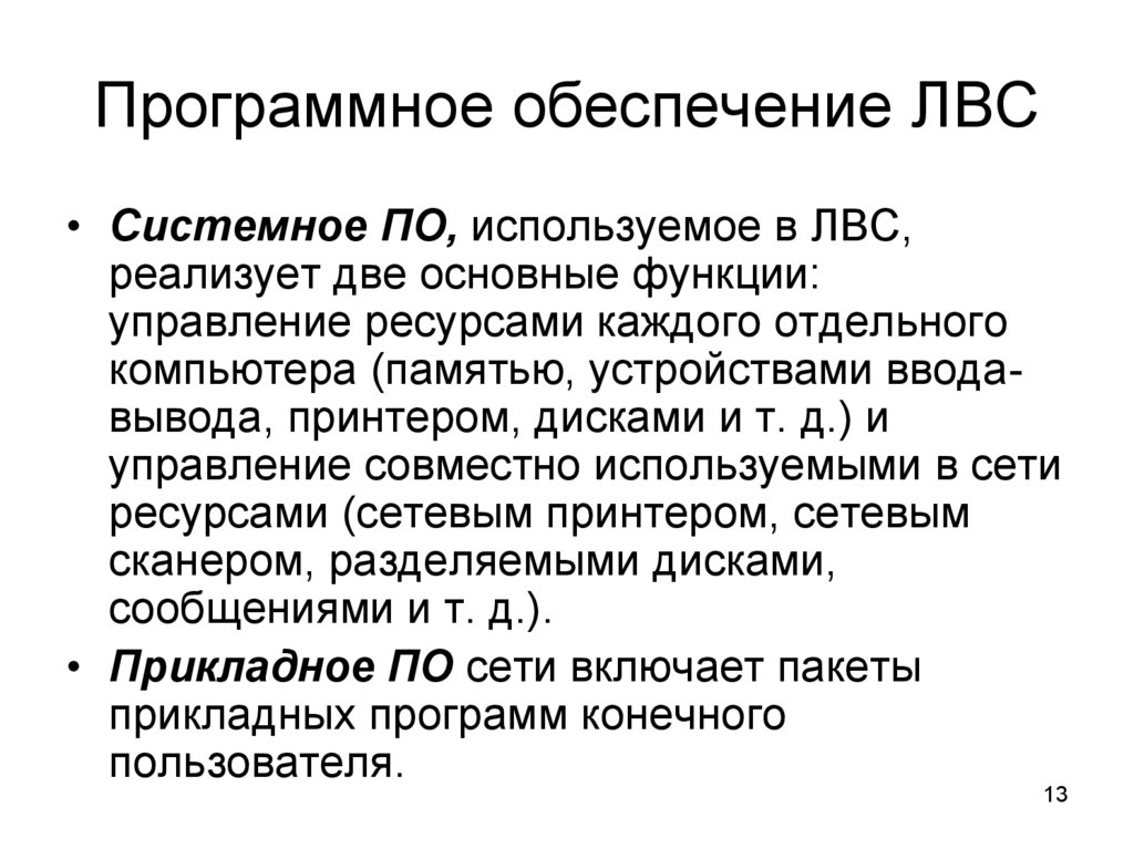 Программное обеспечение ЛВС