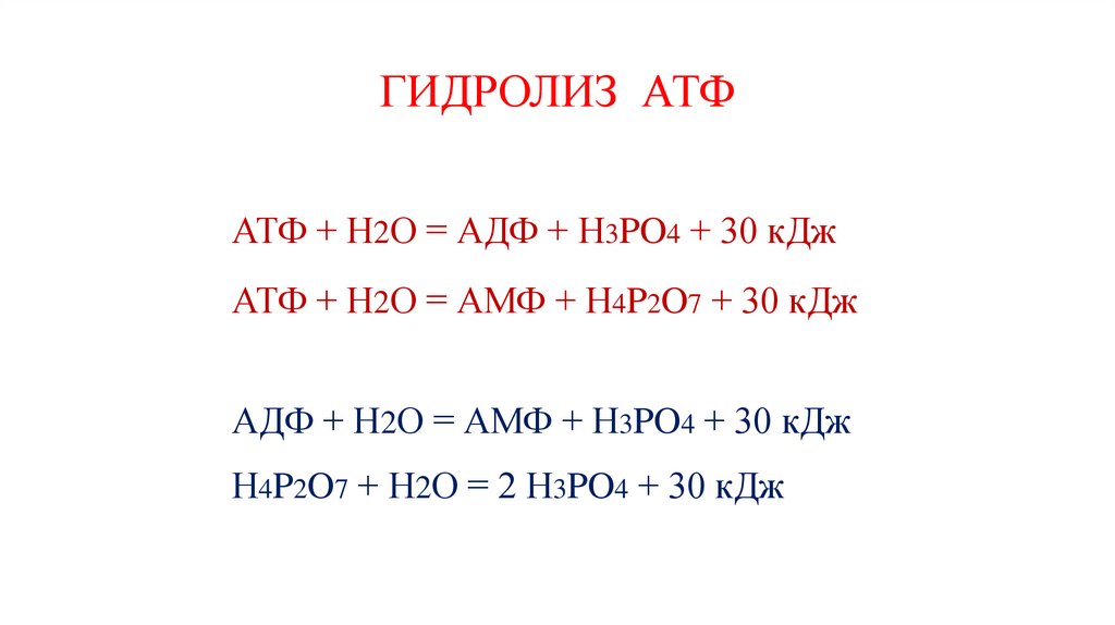 Атф 30. Реакция гидролиза АТФ формула. Схему гидролитического расщепления АТФ В организме. Полный гидролиз АТФ.