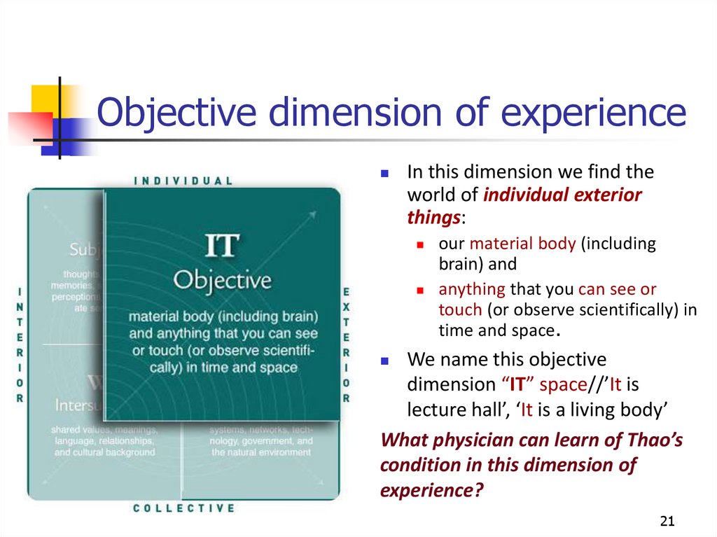 Objective dimension of experience