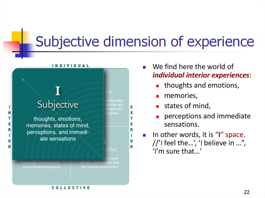 Subjective dimension of experience