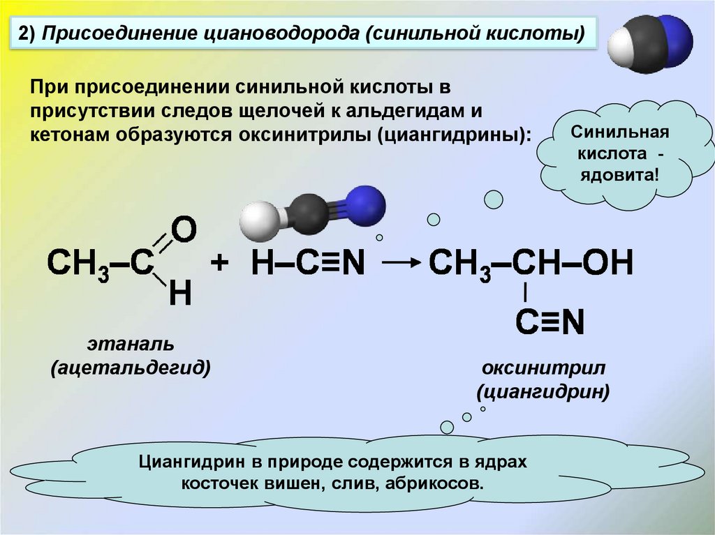 Гидратация этанали. Этаналь плюс циановодород. Кетон плюс синильная кислота. Альдегид плюс синильная кислота. Альдегиды плюс синильная кислота механизм.