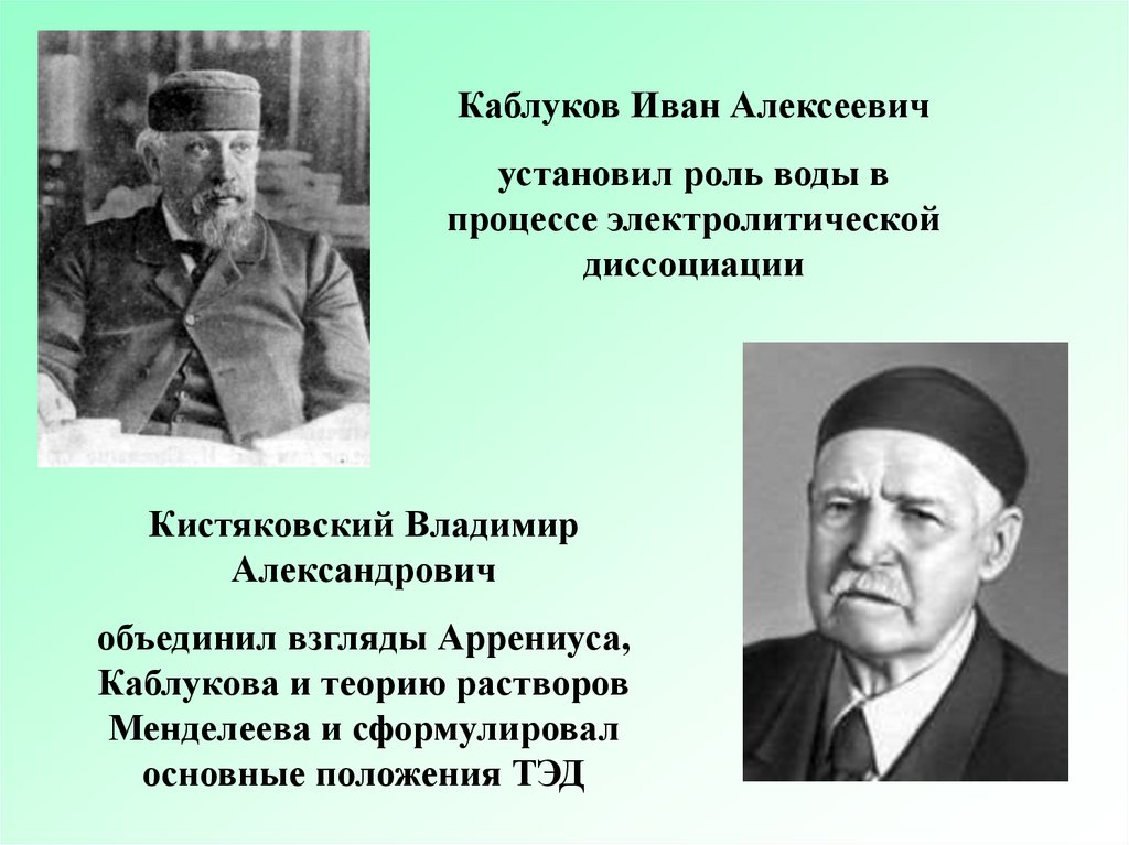 Презентация вклад отечественных ученых в развитие теории электролитической диссоциации