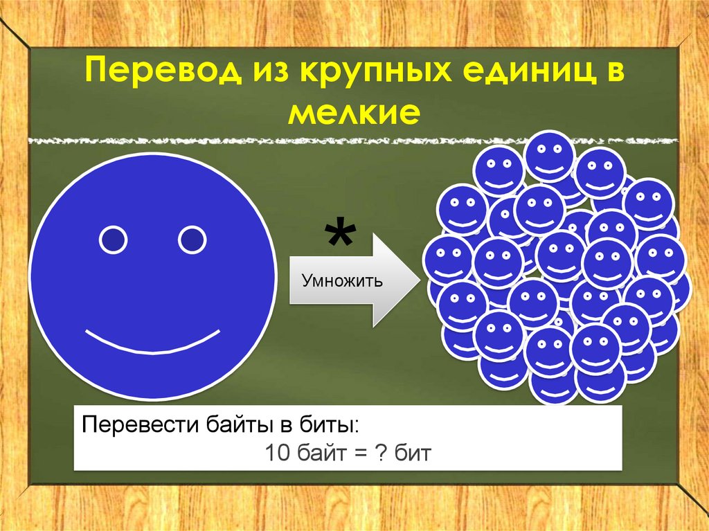 Больший перевод. Бит помноженный на 8. Умножить перевод.