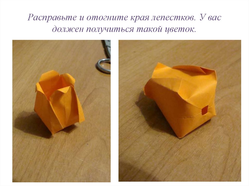 Расправьте и отогните края лепестков. У вас должен получиться такой цветок.