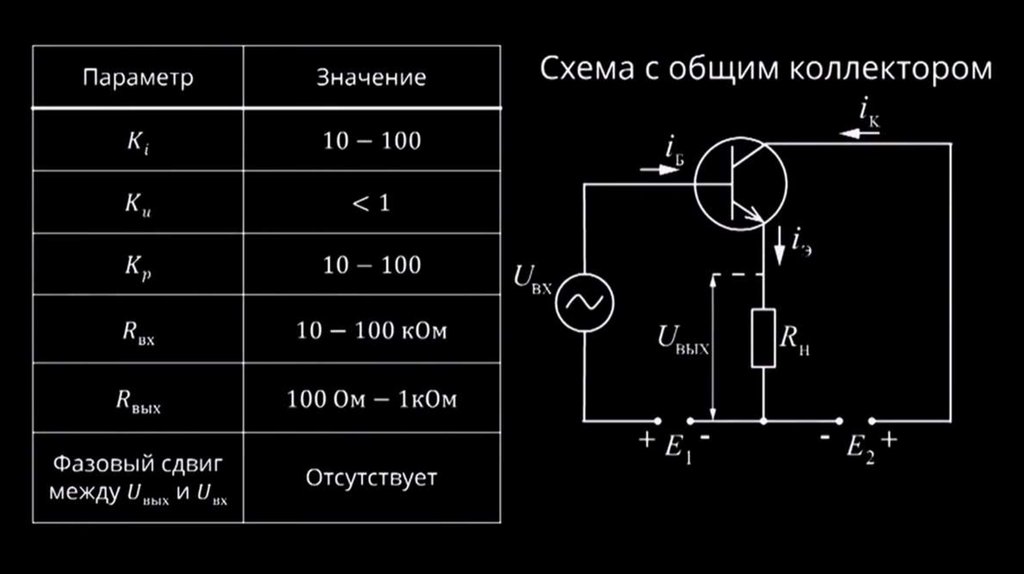 Схема включения с общим коллектором ок