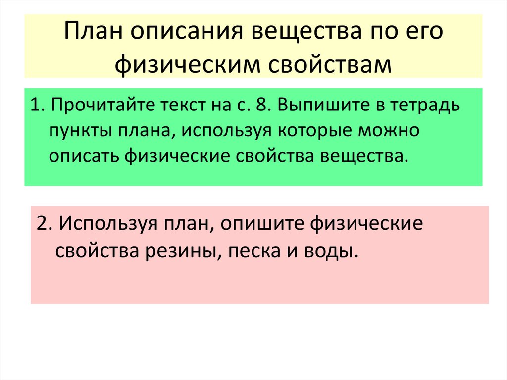 Описание вещества по плану 8 класс химия