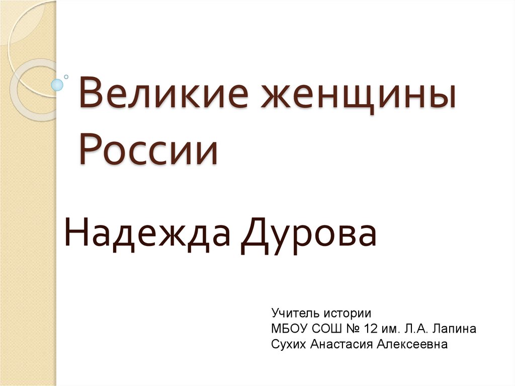 Великие женщины россии презентация