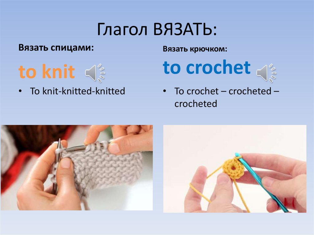 Спицу чат. Knit глагол. Knit verb 3.