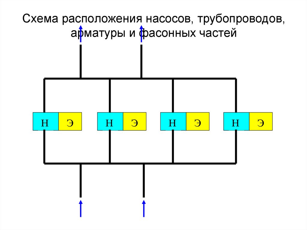 Схема расположения насосов, трубопроводов, арматуры и фасонных частей