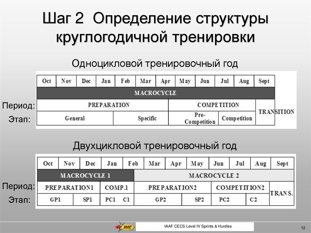 Шаг в период 3. Планирование круглогодичной тренировки. Периодизация круглогодичной подготовки. Периодизация тренировок. Одноцикловое планирование.