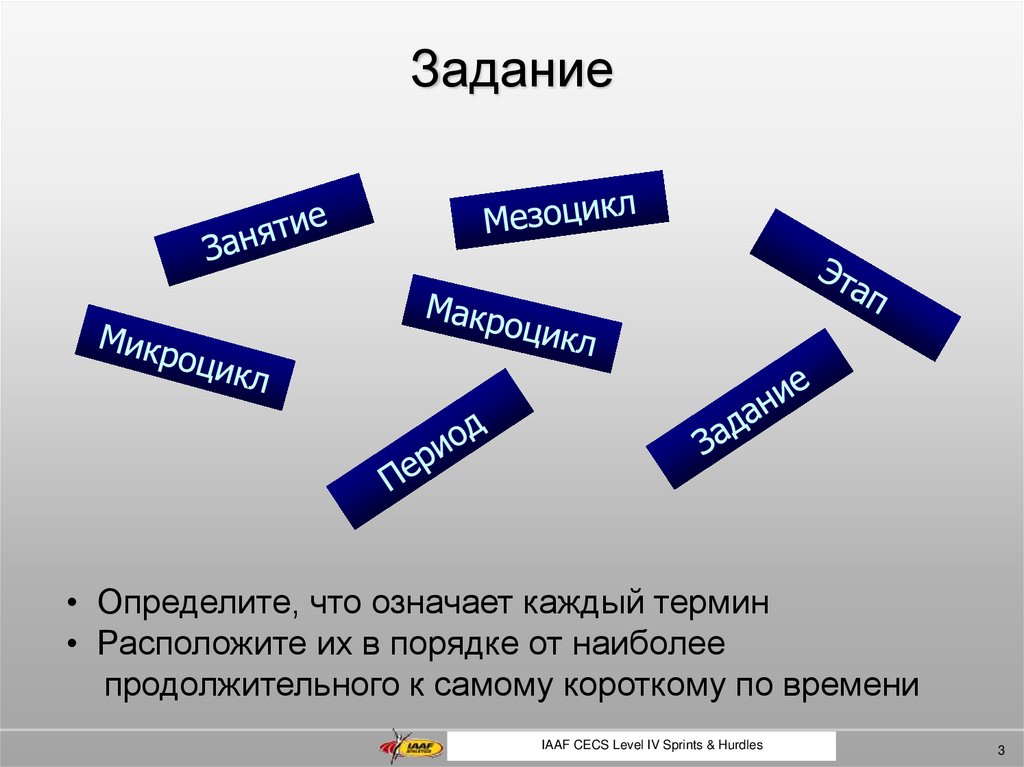 Расположите термины