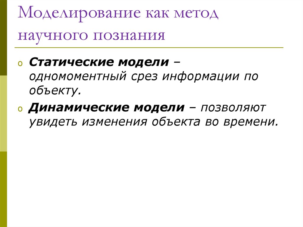 Моделирование как метод познания презентация моделирование как метод познания