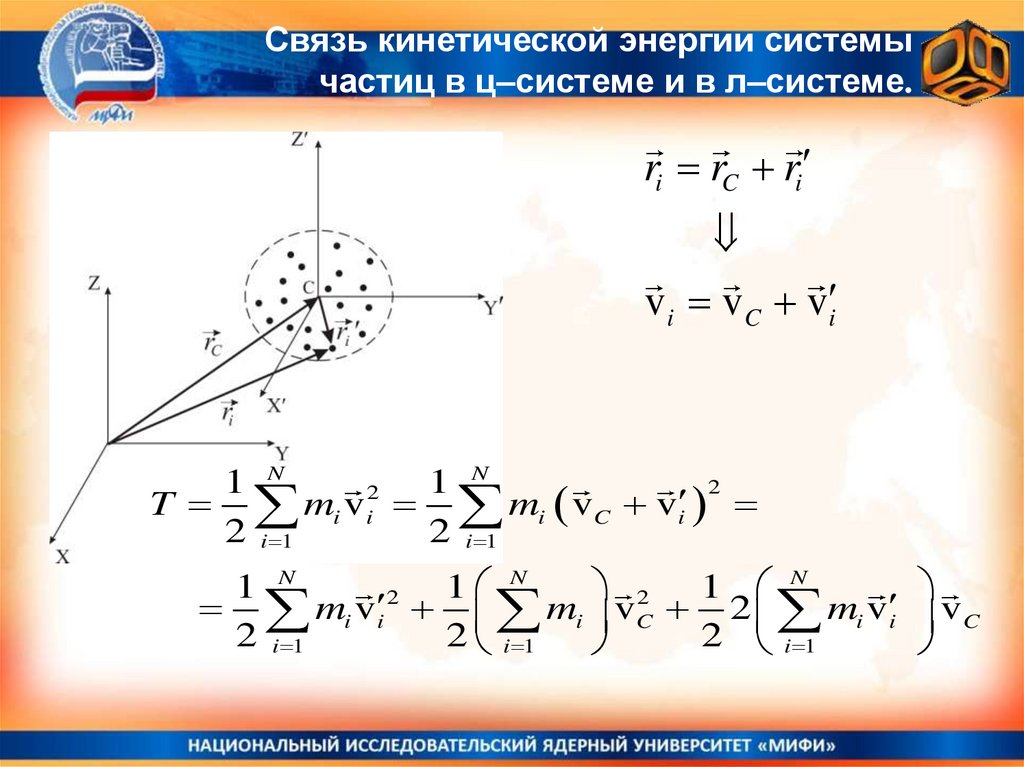 Кинетическая связь. Ц система физика. Система частиц физика. Кинетические связи в физике. Кинетическая кинетическая энергия системы частиц.