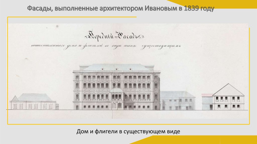 Фасады, выполненные архитектором Ивановым в 1839 году