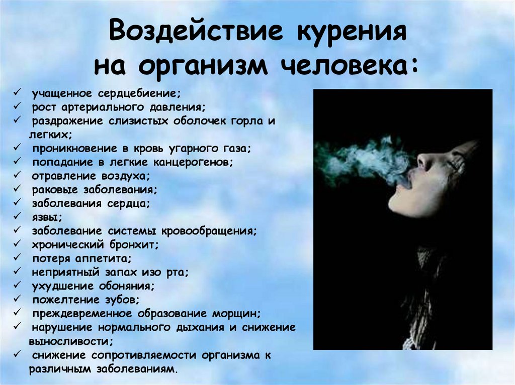 Влияние сигарет на человека