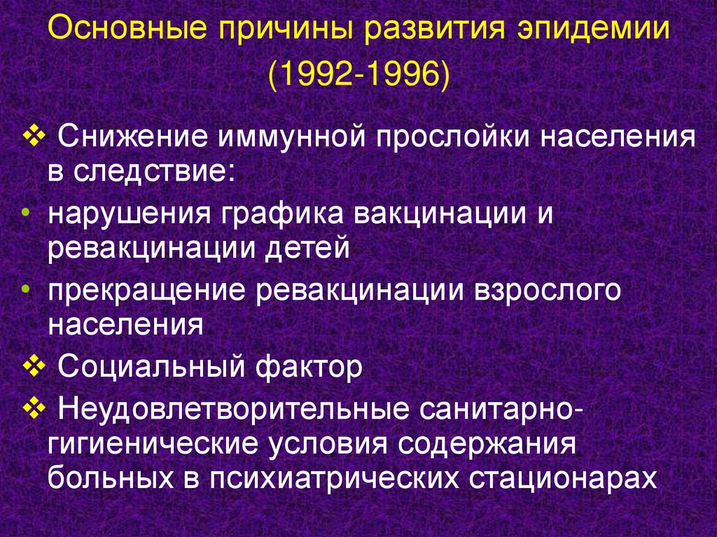 Меры борьбы с эпидемиями. Условия развития эпидемии. Стадии развития эпидемии. Причины развития эпидемий.