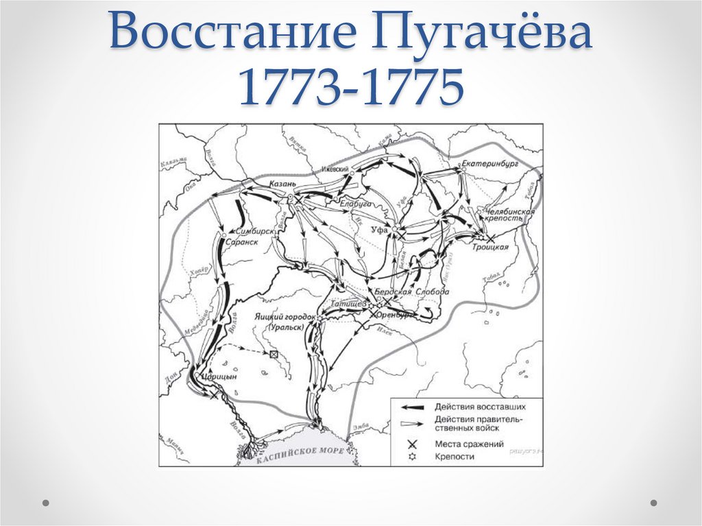 Крестьянская война под предводительством пугачева карта 8 класс