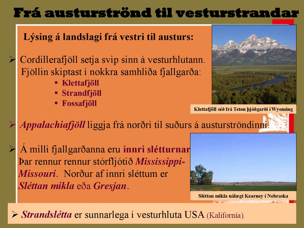 Frá austurströnd til vesturstrandar