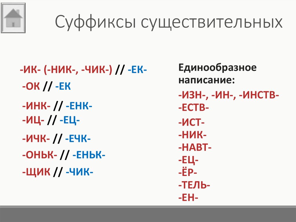 Правила суффиксов ец иц в существительных