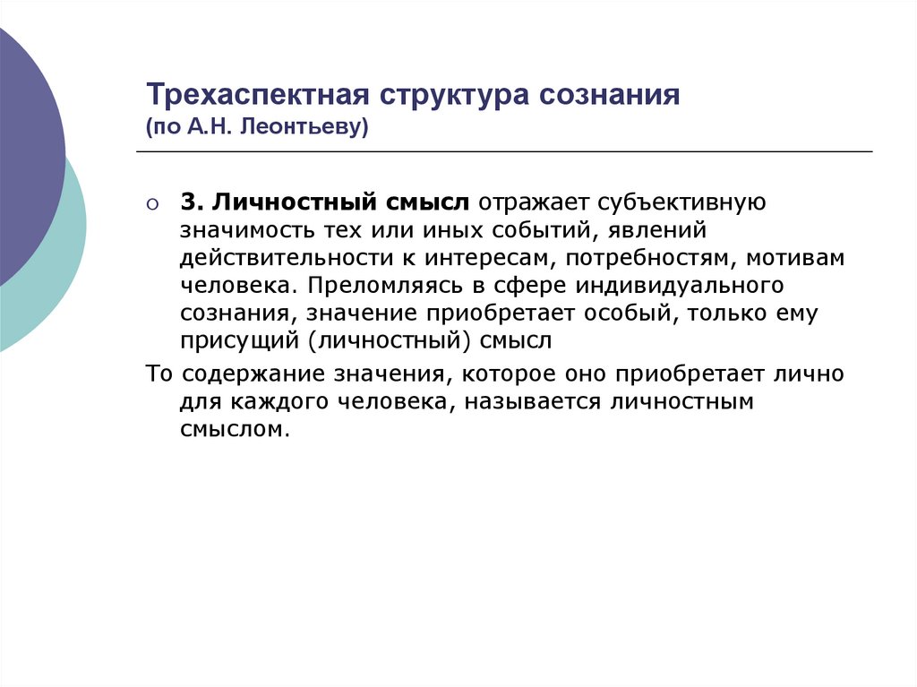 Структура сознания по в п зинченко схема