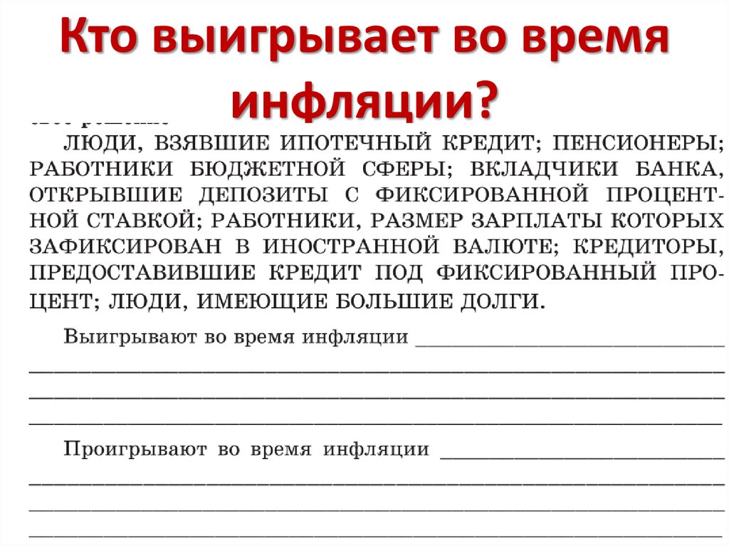 Кто выигрывает во время инфляции?