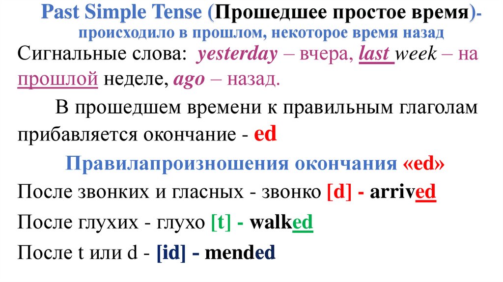 Past simple tense презентация