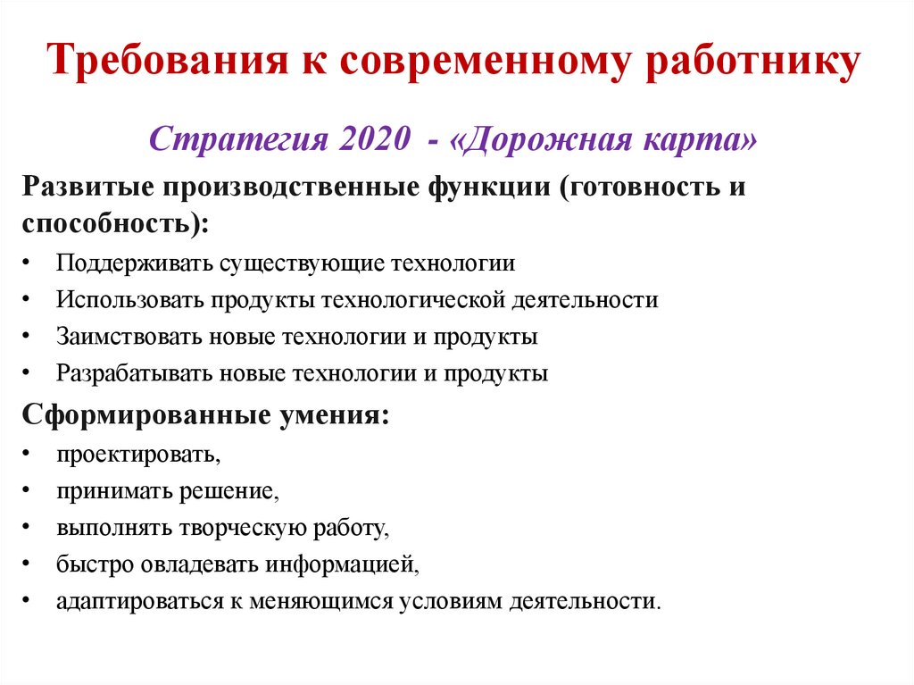 Современный работник 8 класс презентация