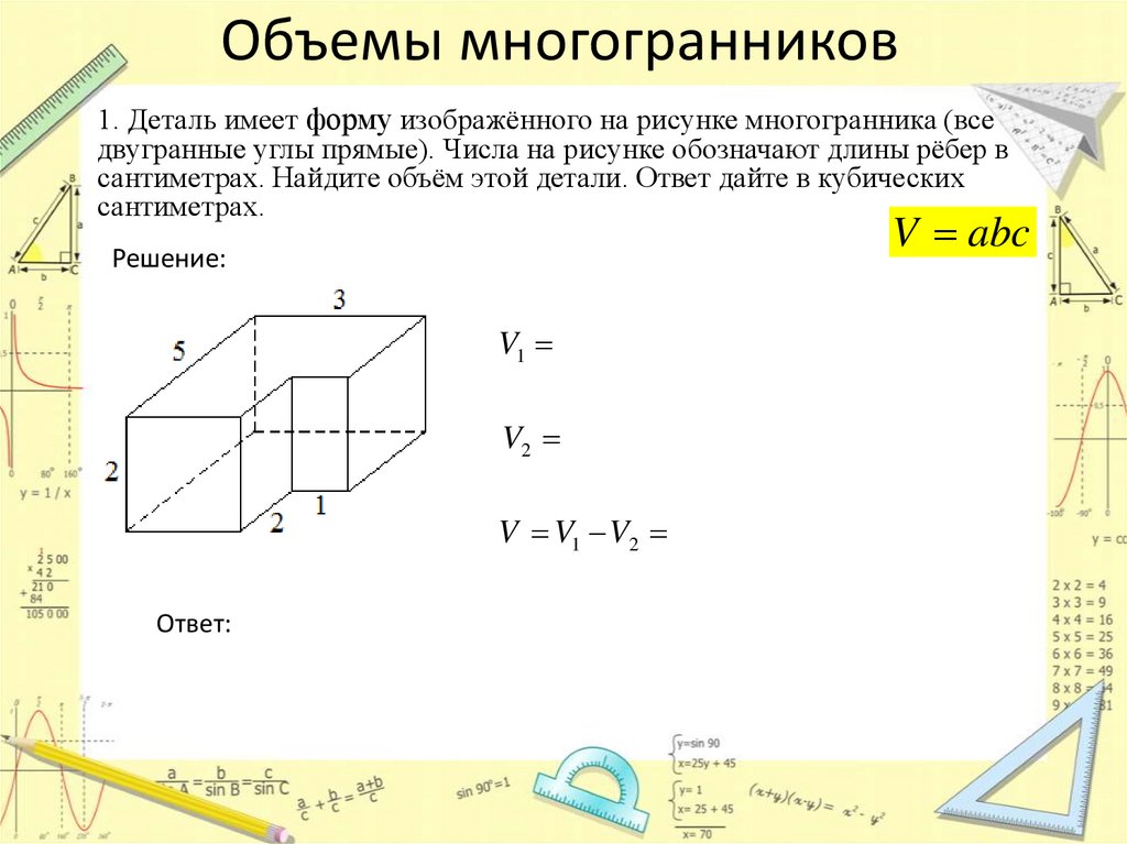 Деталь имеет форму многогранника найдите площадь