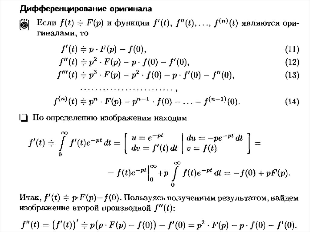 Найти изображение функций с помощью свойства интегрирования изображения