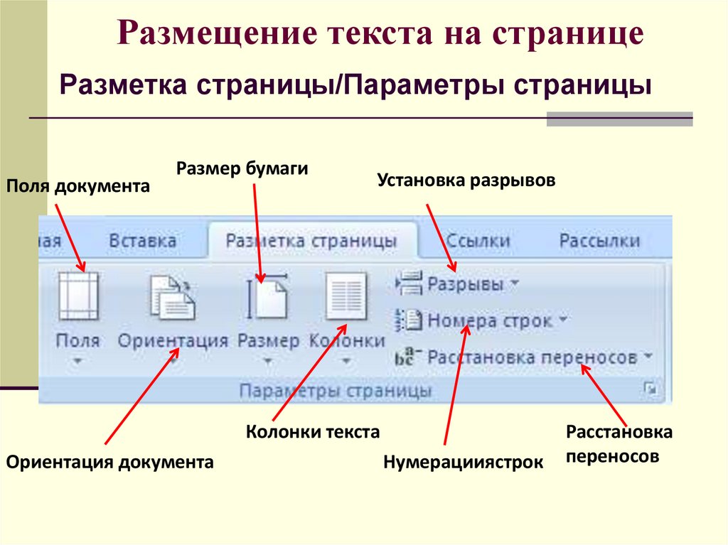 Строка информации. Разметка страницы параметры страницы. Разметка страницы - ориентация. Основные параметры разметки страницы документа. Вкладка разметка страницы.