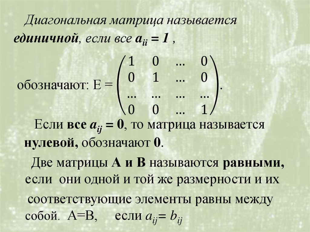 Презентация матрицы математика