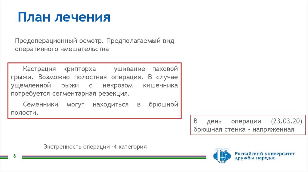 План лечения