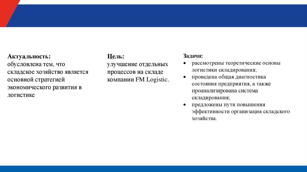 Рационализация размещения товаров на складе (НА ПРИМЕРЕ АО «ФМ Ложистик Восток») - презентация онлайн