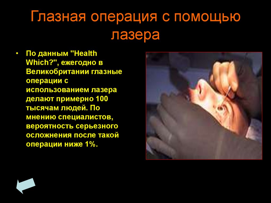 Глазная операция с помощью лазера