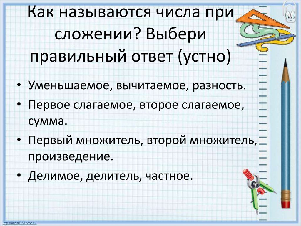 Название компонентов деления 2 класс презентация школа россии