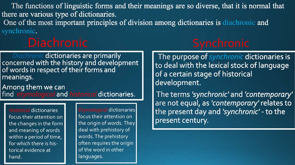 The functions of linguistic forms and their meanings are so diverse, that it is normal that there are various type of