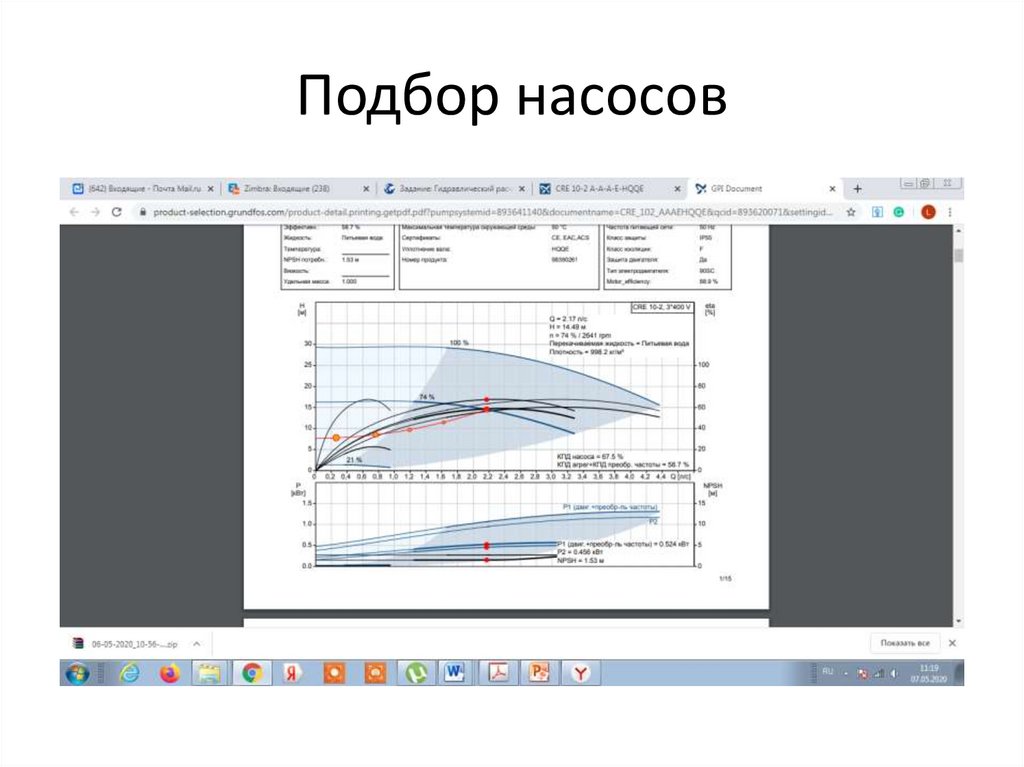 Подбор насосов
