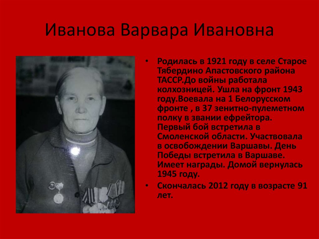 Иванова Варвара Ивановна