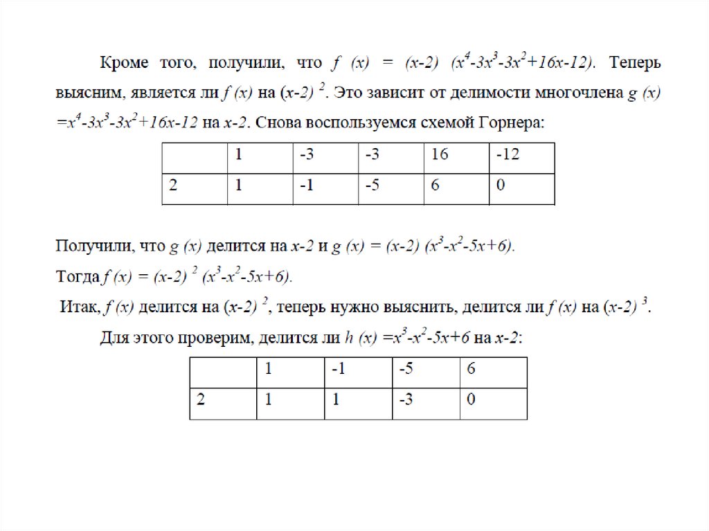 Теорема безу и схема горнера