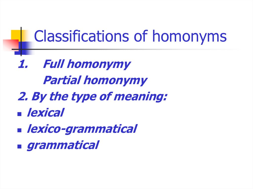 Classifications of homonyms